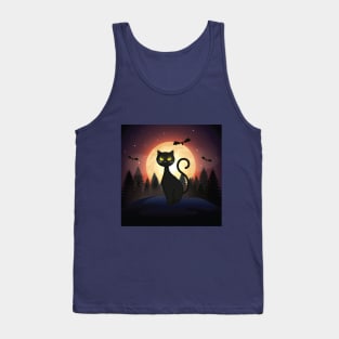 a cat and an owl - black cat - midnight Tank Top